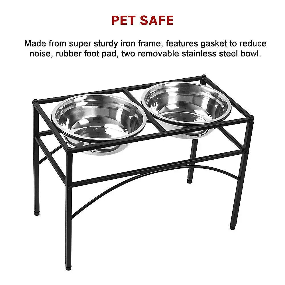 Dual Elevated Raised Pet Dog Puppy Feeder Bowl Stainless Steel Food Water Stand Dropshipzone