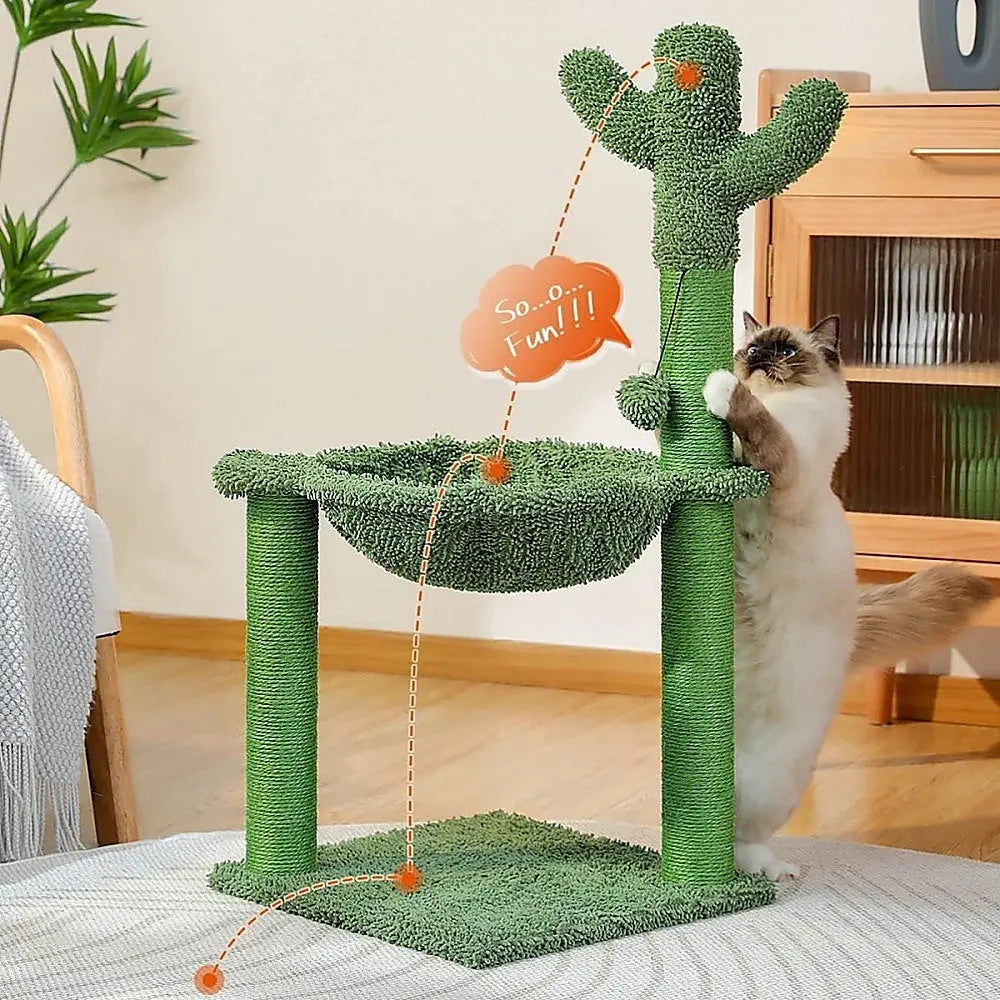 Cactus Cat Tree Tower Scratching Post Scratcher Kitten Condo House Play Bed Toys - Paws & Palettes