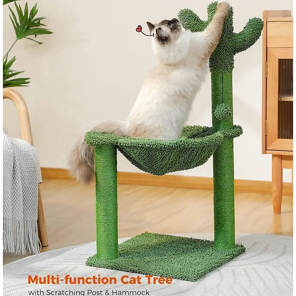 Cactus Cat Tree Tower Scratching Post Scratcher Kitten Condo House Play Bed Toys - Paws & Palettes