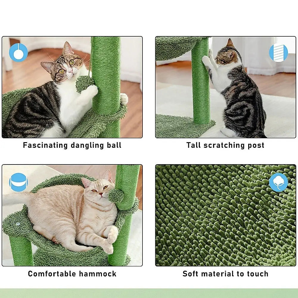 Cactus Cat Tree Tower Scratching Post Scratcher Kitten Condo House Play Bed Toys - Paws & Palettes