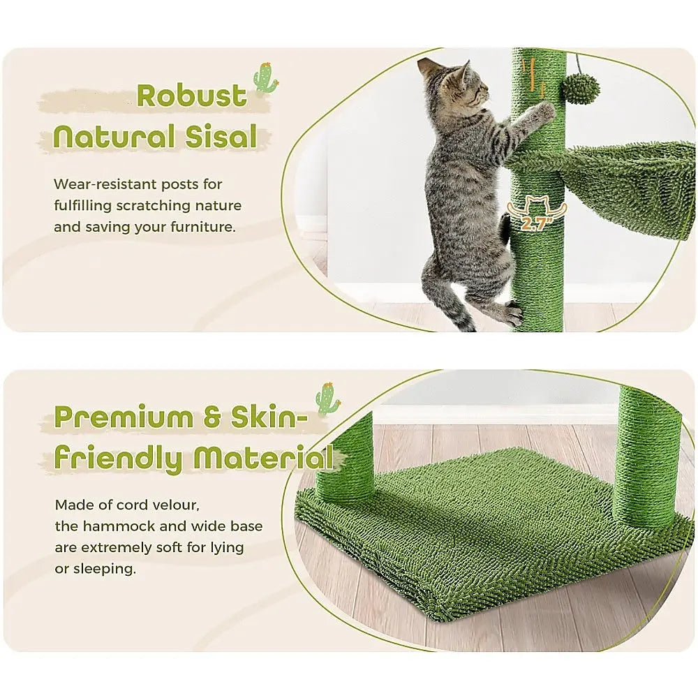 Cactus Cat Tree Tower Scratching Post Scratcher Kitten Condo House Play Bed Toys - Paws & Palettes