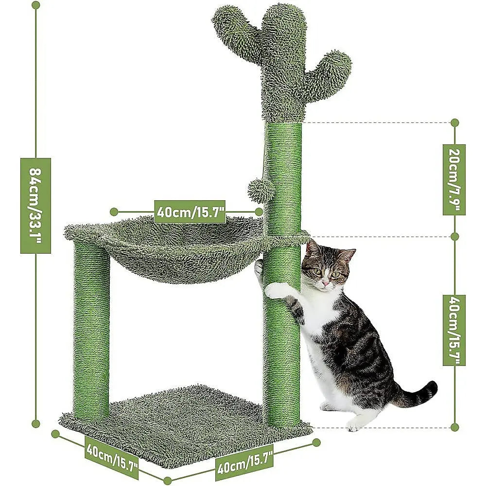 Cactus Cat Tree Tower Scratching Post Scratcher Kitten Condo House Play Bed Toys - Paws & Palettes