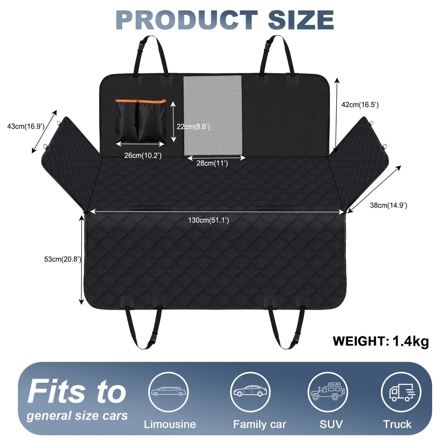 Dog Car Seat Cover, Waterproof Pet Seat Cover for Back Seat with Side Flaps, Non-Slip Durable Scratchproof Dog Hammock for Cars, Trucks and SUVs - Paws & Palettes