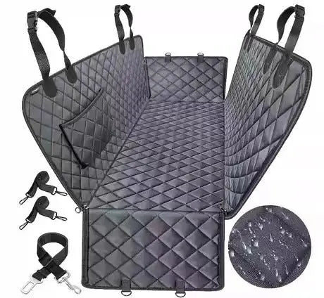 Dog Car Seat Cover with Mesh Window, Waterproof Pet Seat Cover for Back Seat, Non-Slip Durable Scratchproof Dog Hammock for Cars, Trucks and SUVs - Paws & Palettes