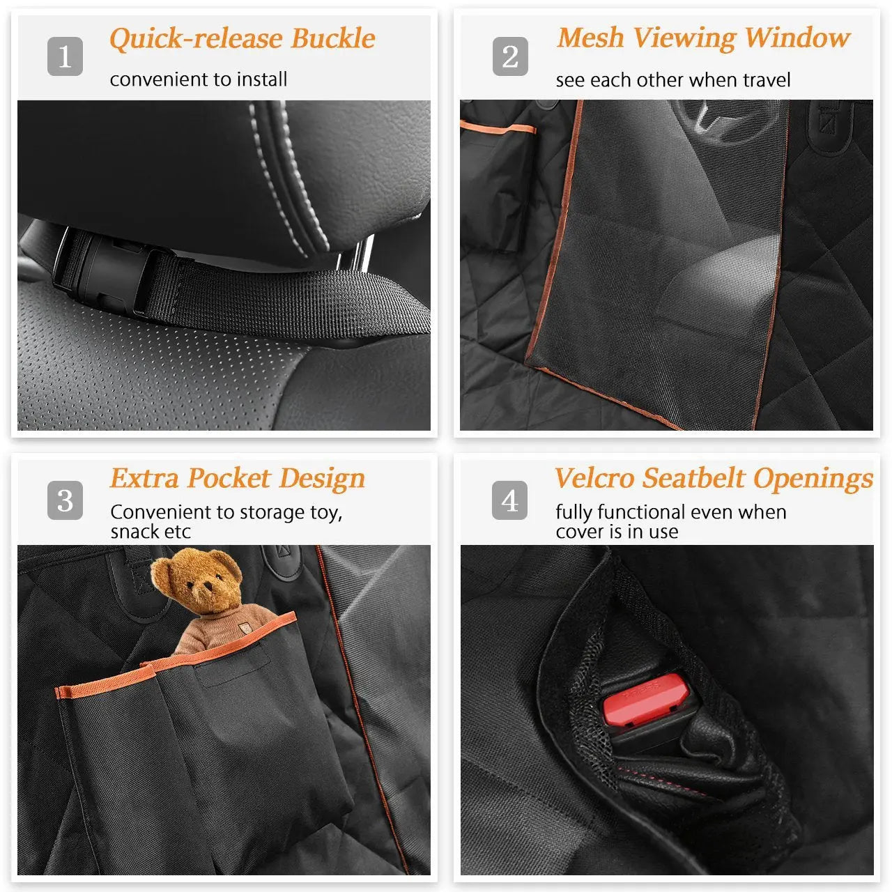 Dog Car Seat Cover, Waterproof & Nonslip Pet Seat Cover with Mesh Window, Scratchproof Hammock for Cars, Trucks, SUVs - Paws & Palettes