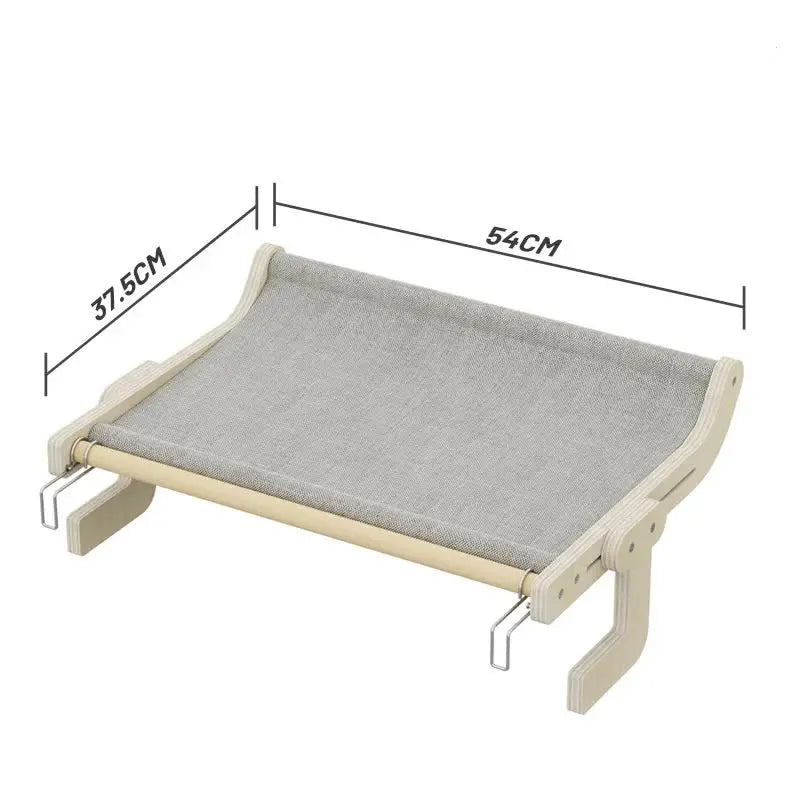 Wall-Mounted Cat Hammock Bed- Wooden Frame, Comfortable and Space-Saving Design for Pets - Paws & Palettes