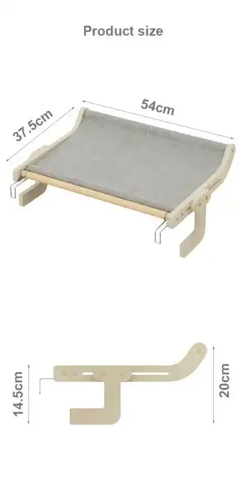 Wall-Mounted Cat Hammock Bed- Wooden Frame, Comfortable and Space-Saving Design for Pets - Paws & Palettes