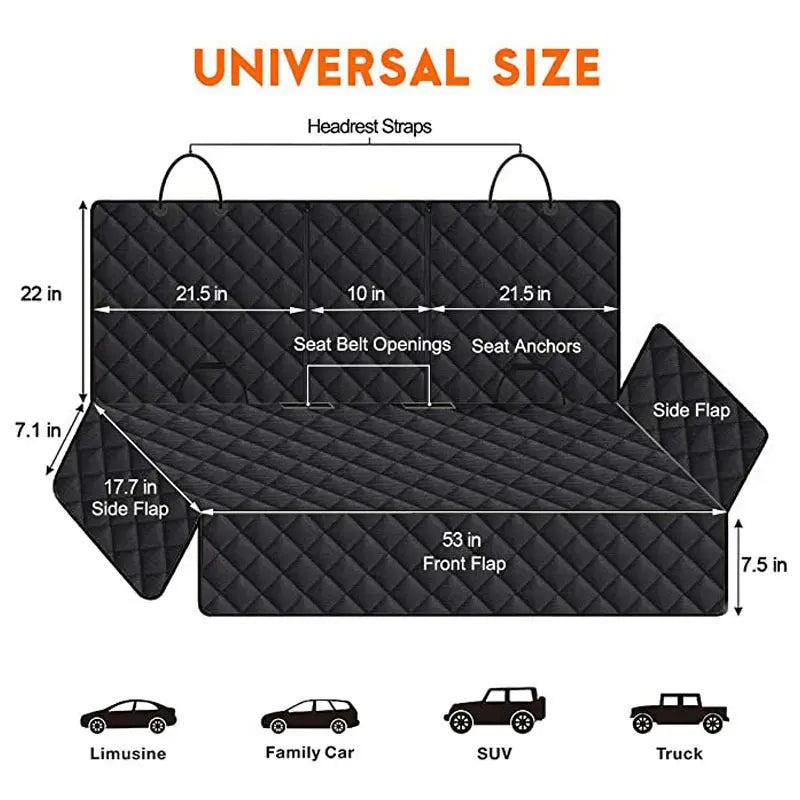 Universal Waterproof Dog Car Seat Cover with Non-Slip Backing - Pet Travel Protection Mat - Paws & Palettes