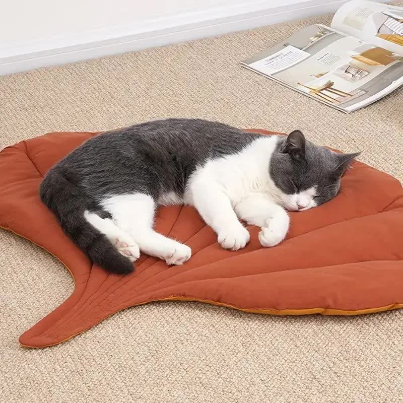 2 Pcs Yellow Leaf-Shaped Pet Sleeping Mat - Durable Dog Floor Pad & Cat Bed for Sleeping and Playtime Paws & Palettes
