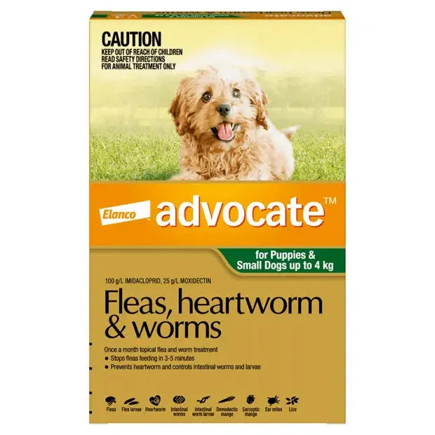 Advocate – Fleas, Heartworm & Worms – Puppies and Small Dogs up to 4kg Agline