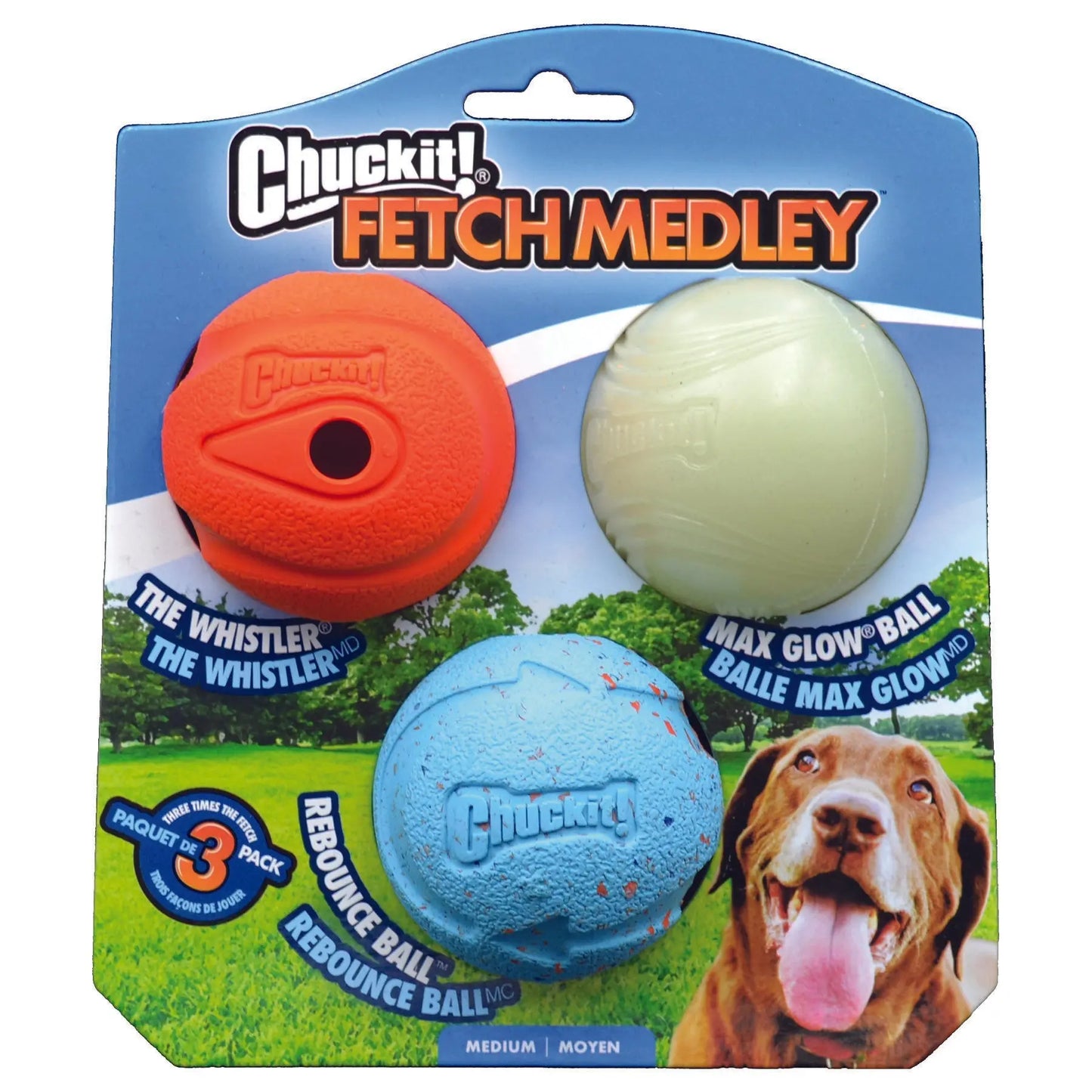 Chuck It – FetchMedley Ball – Medium – Asst – Pack 3 - Paws & Palettes