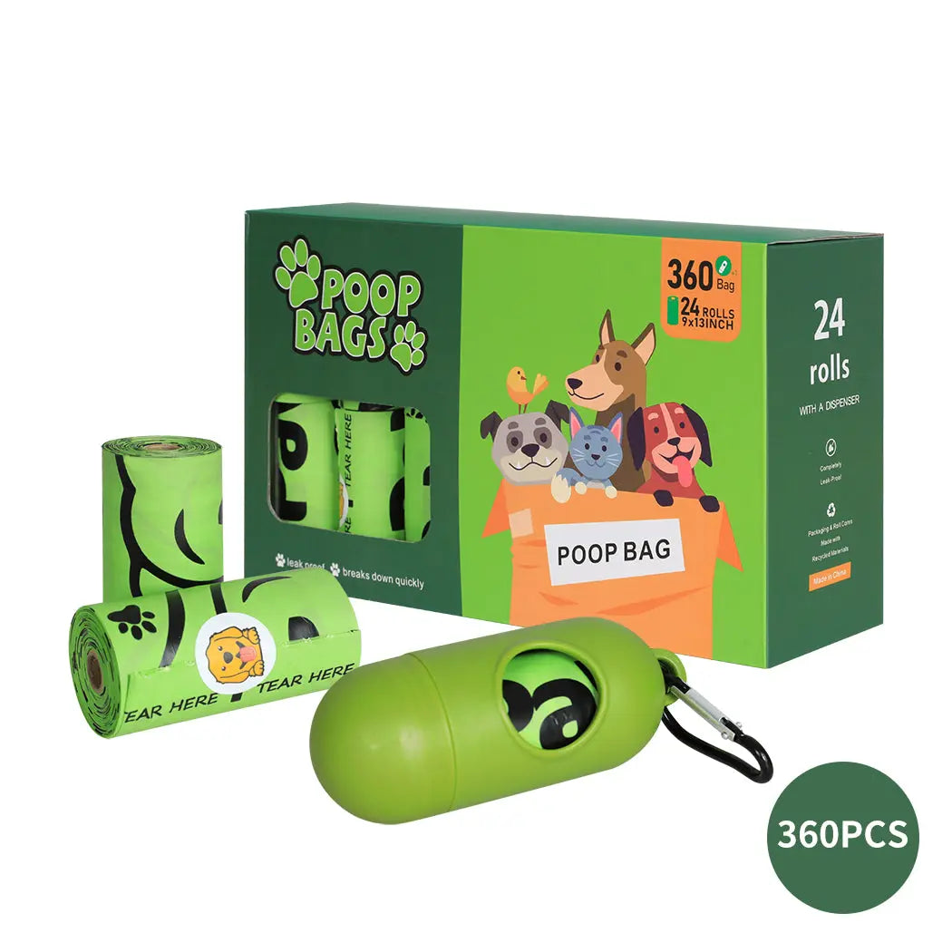 PaWz 100% Compostable Biobased Dog Poop 24 Rolls / 360 pcs + 1 x dispenser - Paws & Palettes