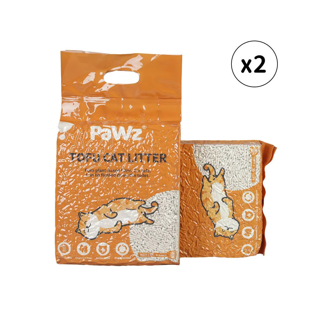 PaWz 2.5kg Tofu Cat Litter Clumping Natural 2 bags - Paws & Palettes