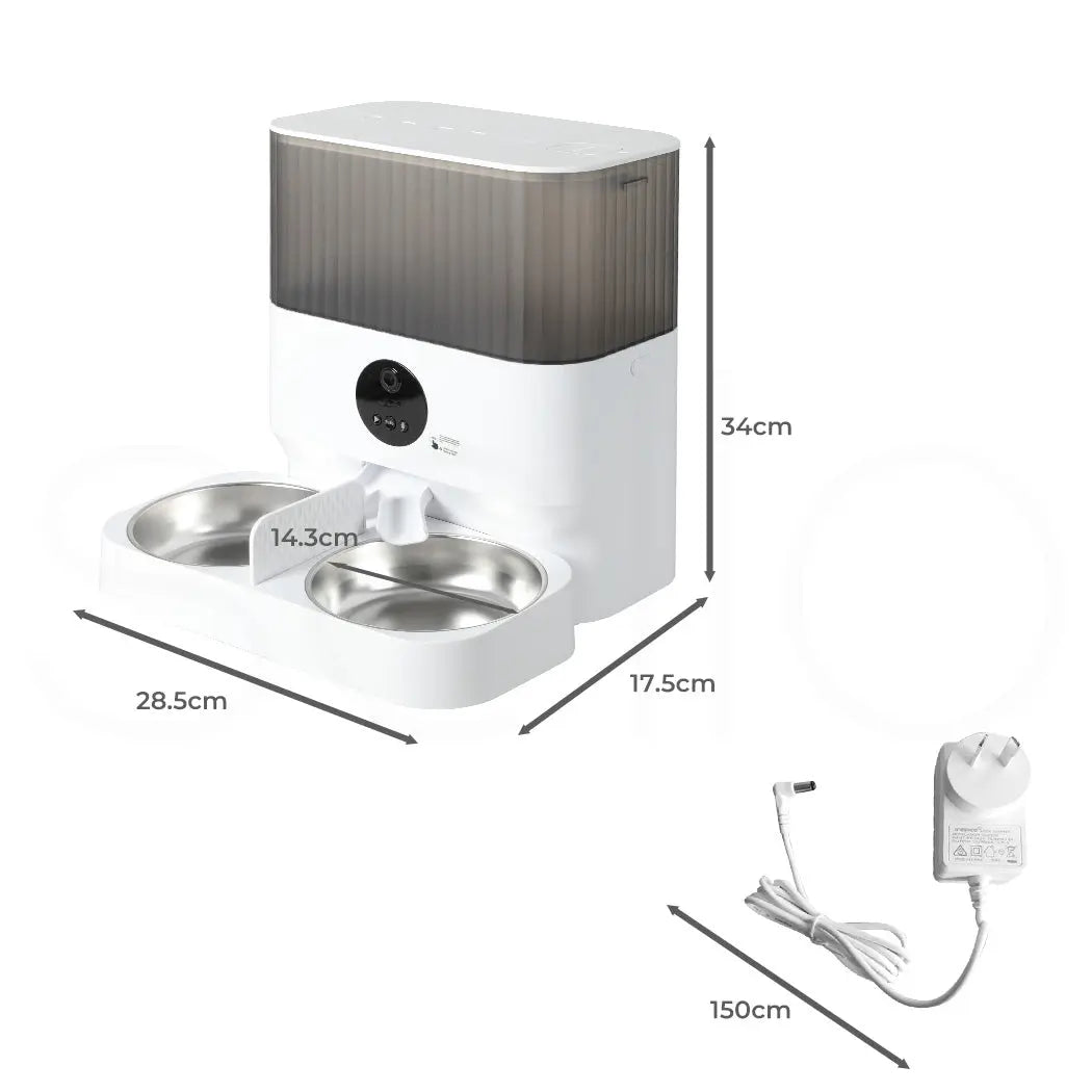PaWz 7L Auto Pet Feeder Automatic Camera White - Paws & Palettes