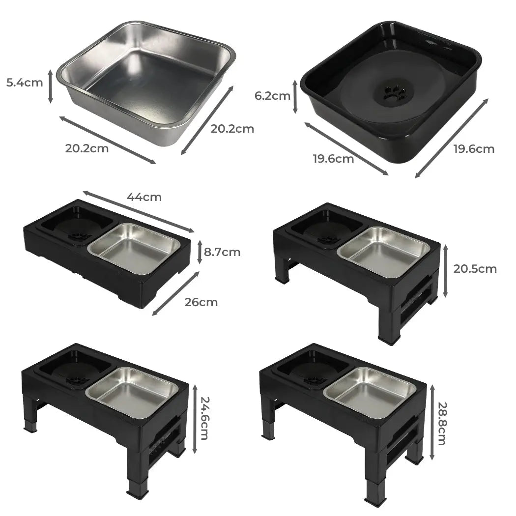 PaWz Elevated Pet Feeder 4 Height Adjustable - Paws & Palettes