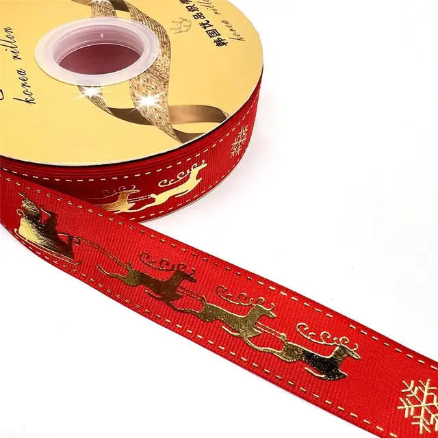 Ribbon Printed Christmas Design Decoration Gift Packing - Paws & Palettes