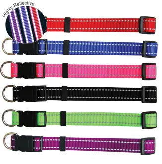 Beau Pets – Reflective Nylon – Adjustable Collar – Blue - Paws & Palettes