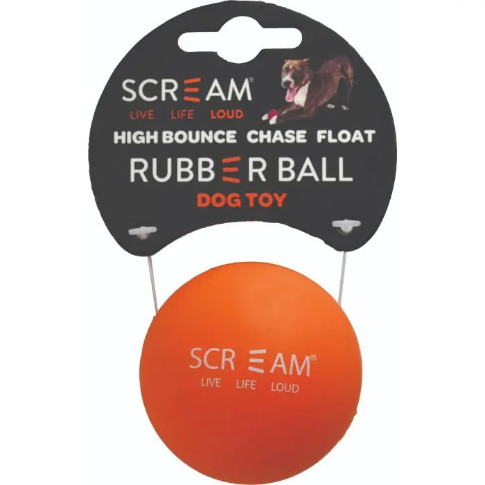 Scream – Rubber Ball – Loud Orange – Medium – 6cm - Paws & Palettes