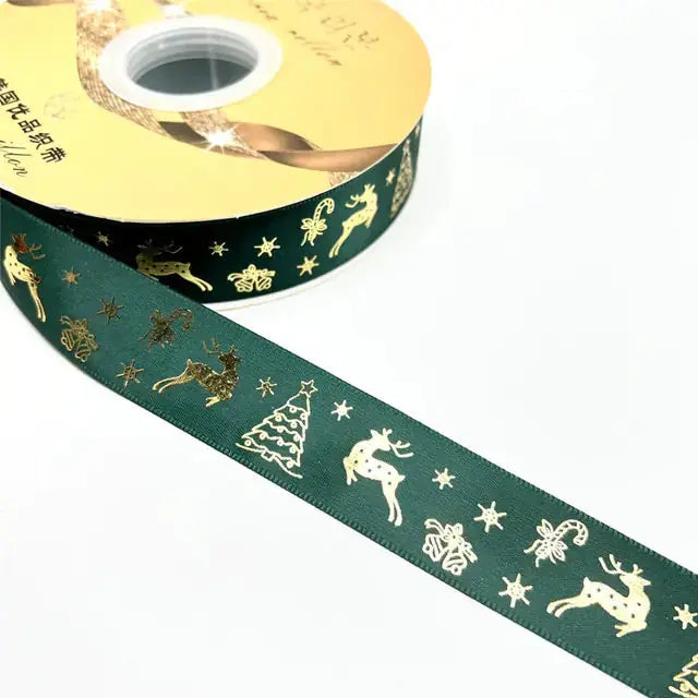 Ribbon Printed Christmas Design Decoration Gift Packing - Paws & Palettes