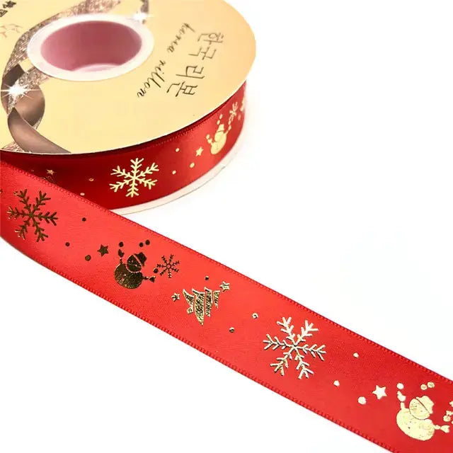 Ribbon Printed Christmas Design Decoration Gift Packing - Paws & Palettes