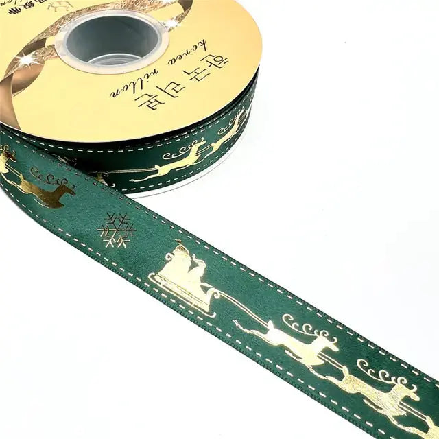 Ribbon Printed Christmas Design Decoration Gift Packing - Paws & Palettes