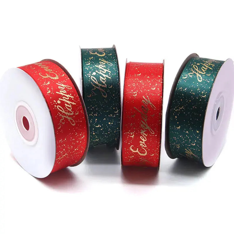 Ribbon Printed Christmas Design Decoration Gift Packing - Paws & Palettes