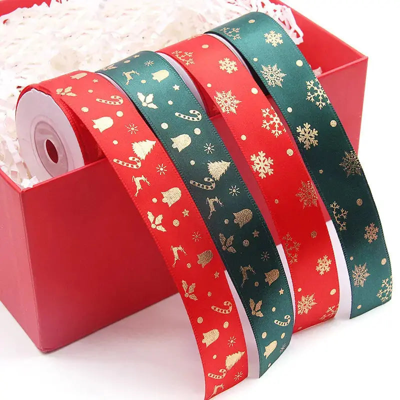 Ribbon Printed Christmas Design Decoration Gift Packing - Paws & Palettes