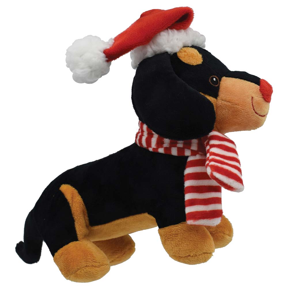 Snuggle Buddies – Xmas – Dog Dachshund with Hat 22.5cm - Paws & Palettes