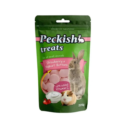 Peckish – Small Animal Treats – Strawberry & Yoghurt Buttons Agline