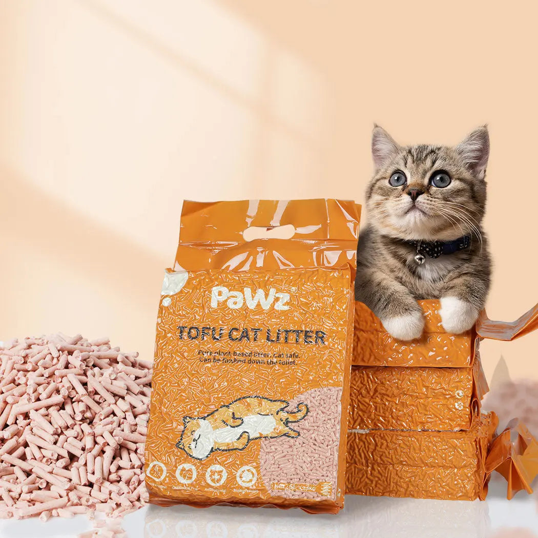 PaWz 2.5kg Tofu Cat Litter Clumping Peach 6 Bags - Paws & Palettes