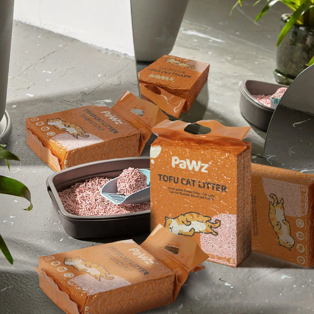 PaWz 2.5kg Tofu Cat Litter Clumping Peach 6 Bags - Paws & Palettes