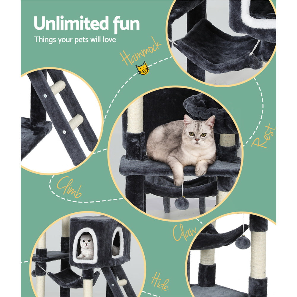 i.Pet Cat Tree 168cm Tower Scratching Post Scratcher Condo House Hanging Toy Bed - Paws & Palettes