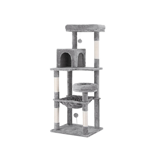 i.Pet Cat Tree Tower Scratching Post Scratcher 143cm Condo House Trees Grey - Paws & Palettes