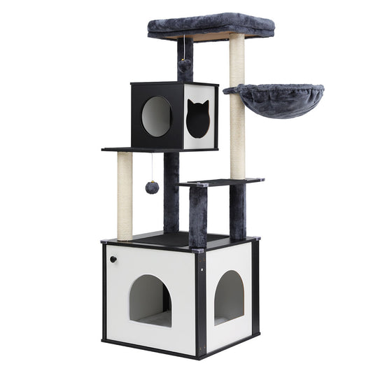 i.Pet Cat Tree Tower Scratching Post Scratcher 144cm Wood Bed Condo House Cabinet - Paws & Palettes