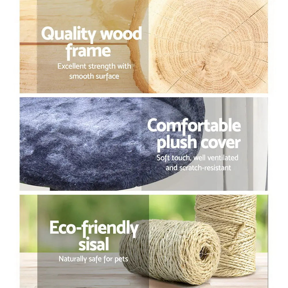 i.Pet Cat Tree 100cm Scratching Post Scratcher Tower Wood Condo House Trees Bed - Paws & Palettes