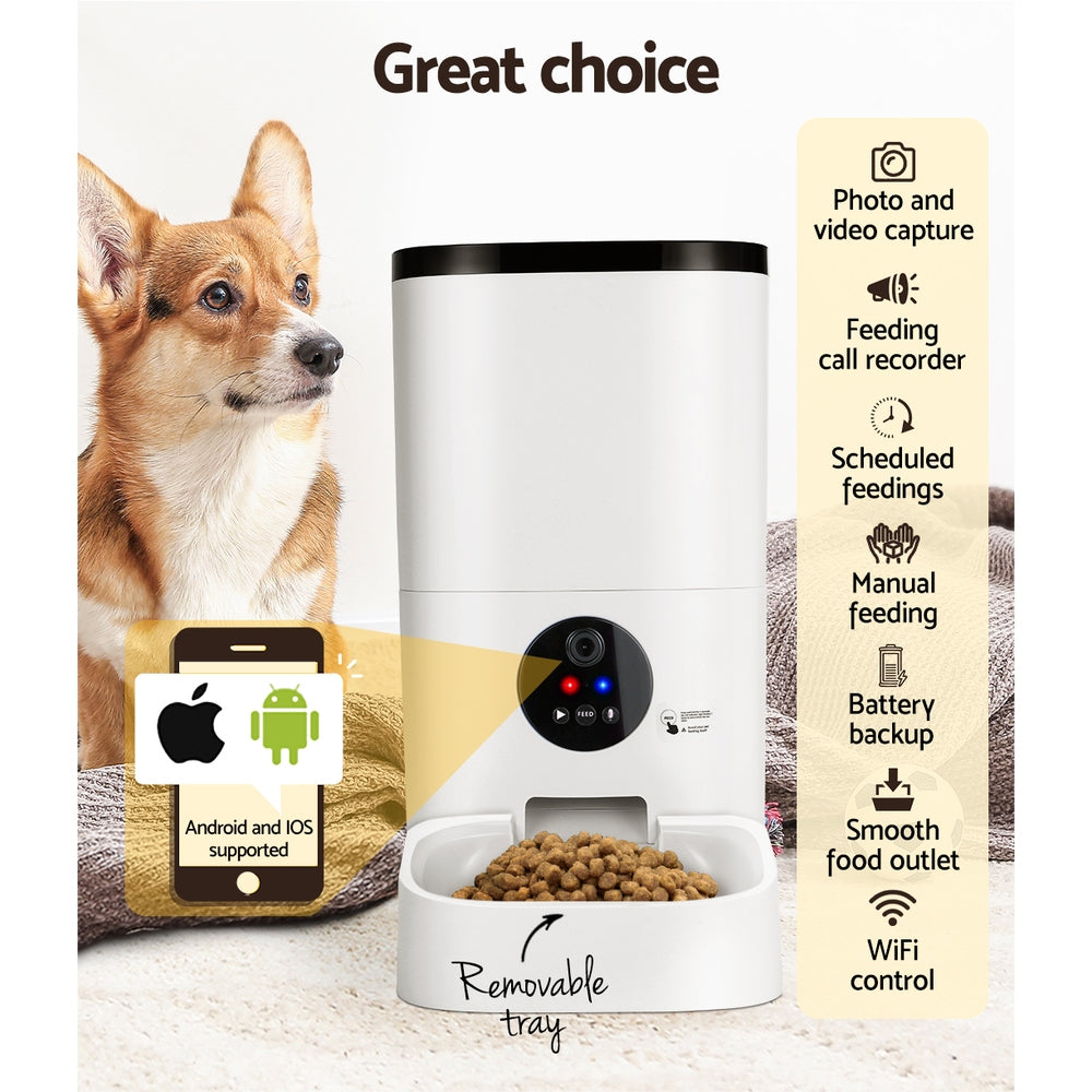 i.Pet Automatic Pet Feeder 6L Wifi Camera Dog Cat Smart Food Dispenser Timer - Paws & Palettes