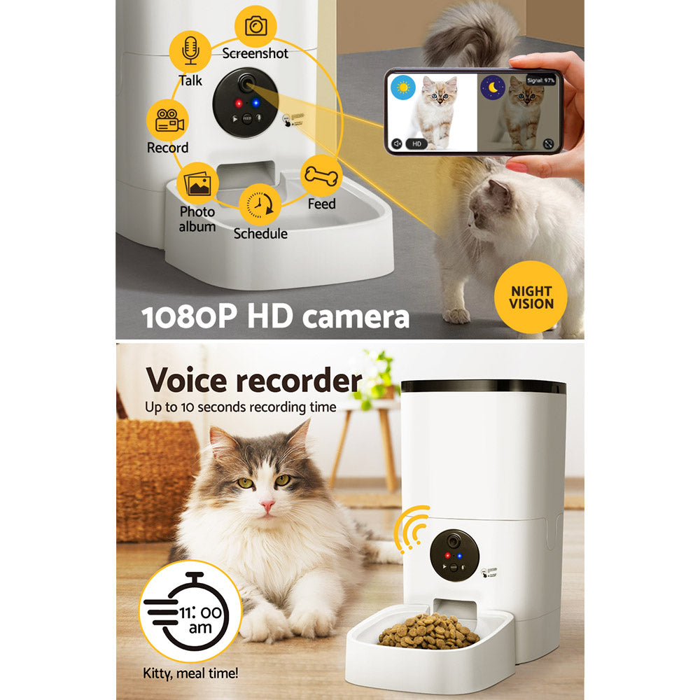 i.Pet Automatic Pet Feeder 6L Wifi Camera Dog Cat Smart Food Dispenser Timer - Paws & Palettes