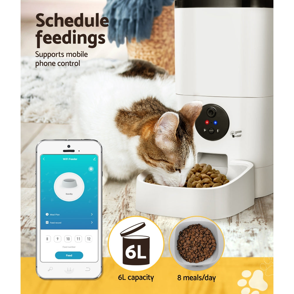 i.Pet Automatic Pet Feeder 6L Wifi Camera Dog Cat Smart Food Dispenser Timer - Paws & Palettes