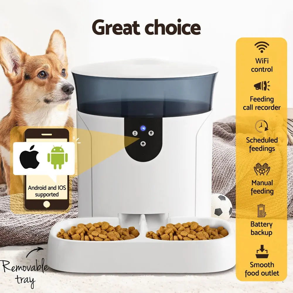 i.Pet Automatic Pet Feeder Dog Cat Wifi 7L Auto Smart Food Dispenser Timer Feed - Paws & Palettes