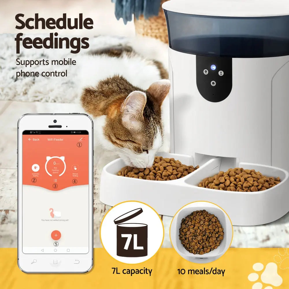 i.Pet Automatic Pet Feeder Dog Cat Wifi 7L Auto Smart Food Dispenser Timer Feed - Paws & Palettes