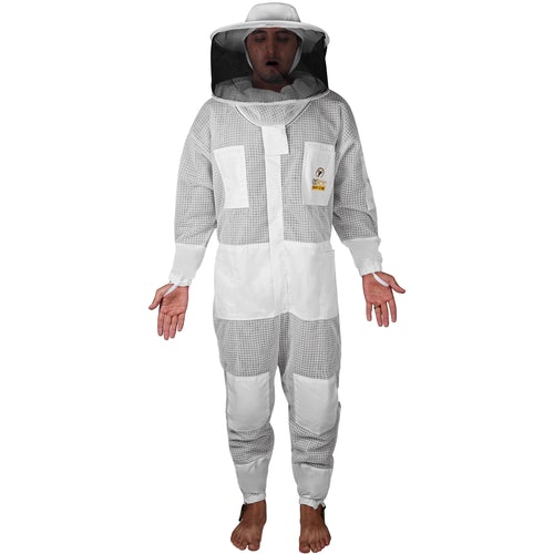 OZBee Premium Full Suit 3 Layer Mesh Ultra Cool Ventilated Round Head Beekeeping Protective Gear Size L - Paws & Palettes