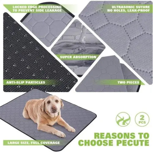 70X50cm Washable Pet Dog Pee Pad Reusable Cat Puppy Training Wee Absorbent Mat Pads Bed - Paws & Palettes