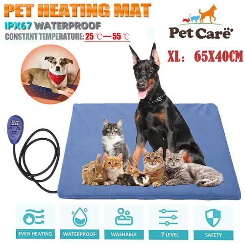 Electric Pet Heat Pad: Waterproof Heating Mat for Cat Dog Bed | Chew Resistant XL - Paws & Palettes