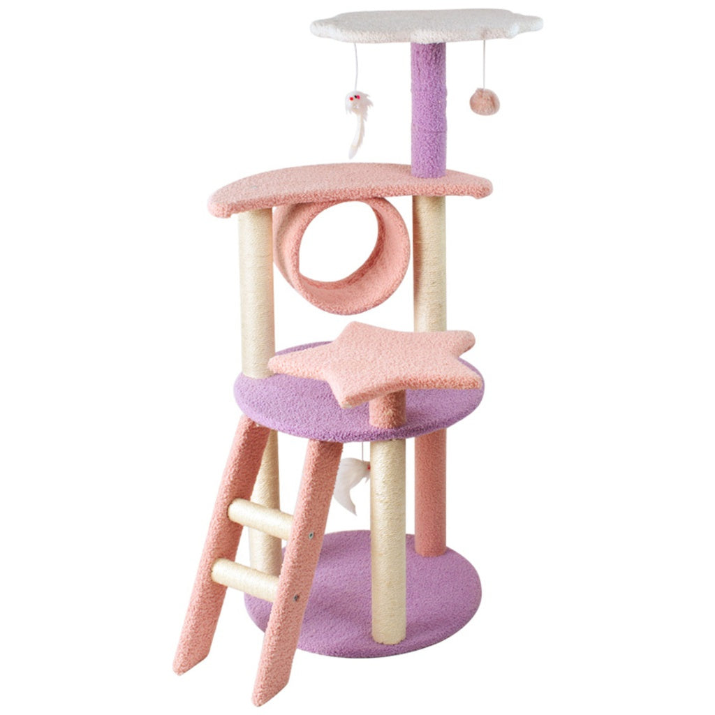 Floofi 101cm Galaxy Plush Cat Condo Cat Tree Pink Purple - Paws & Palettes