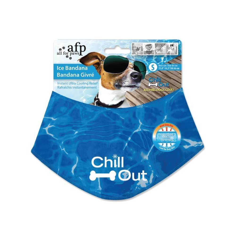 S - Dog Cooling Bandana Ice Neck Collar AFP Chill Out Pet Cool Scarf Cold Small - Paws & Palettes