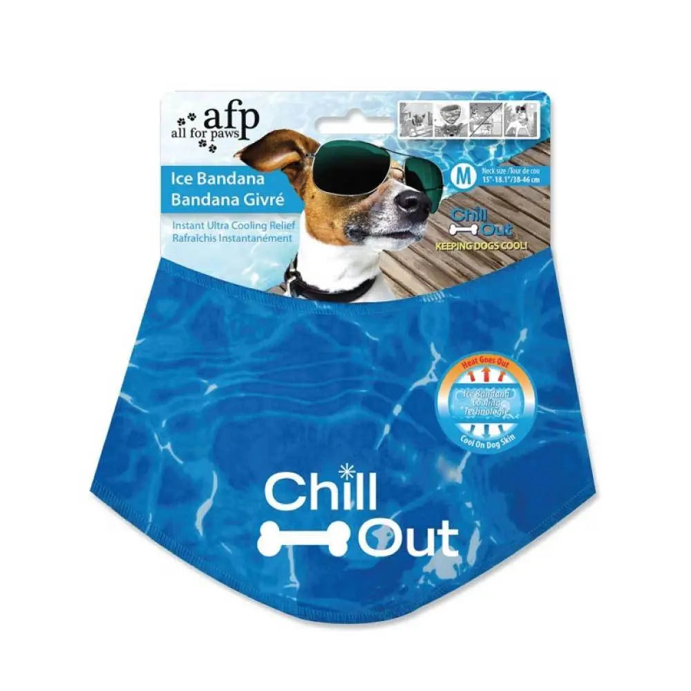 M - Dog Cooling Bandana Ice Neck Collar AFP Chill Out Pet Cool Scarf Cold Medium - Paws & Palettes