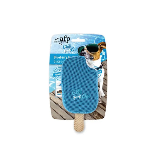 Dog Drinking Sponge Soak - Blueberry Ice Cream Shape Chew Play Toy AFP - Blue - Paws & Palettes