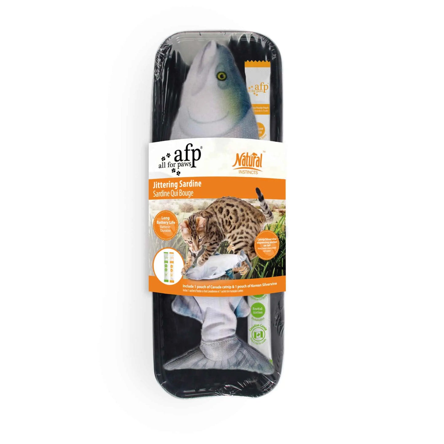 Jittering Sardine Cat Toy Flopping Dancing Fish + Catnip Silvervine Electric USB - Paws & Palettes