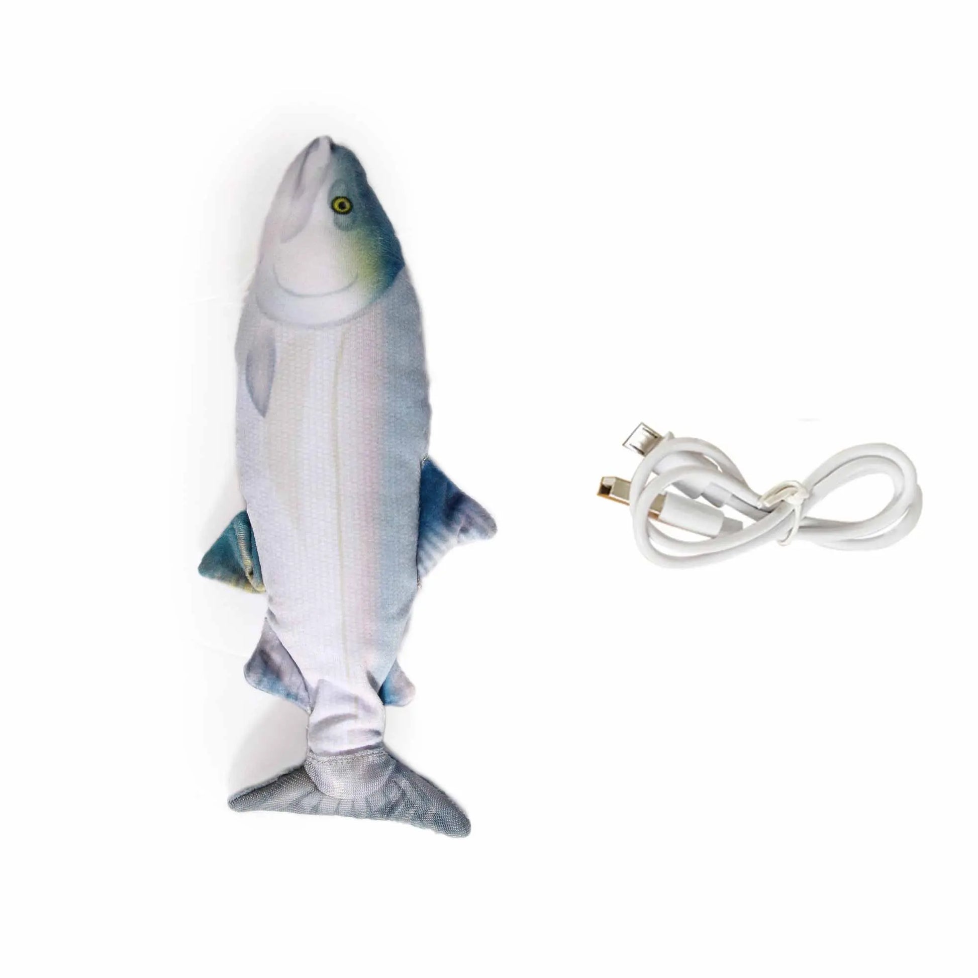 Jittering Sardine Cat Toy Flopping Dancing Fish + Catnip Silvervine Electric USB - Paws & Palettes