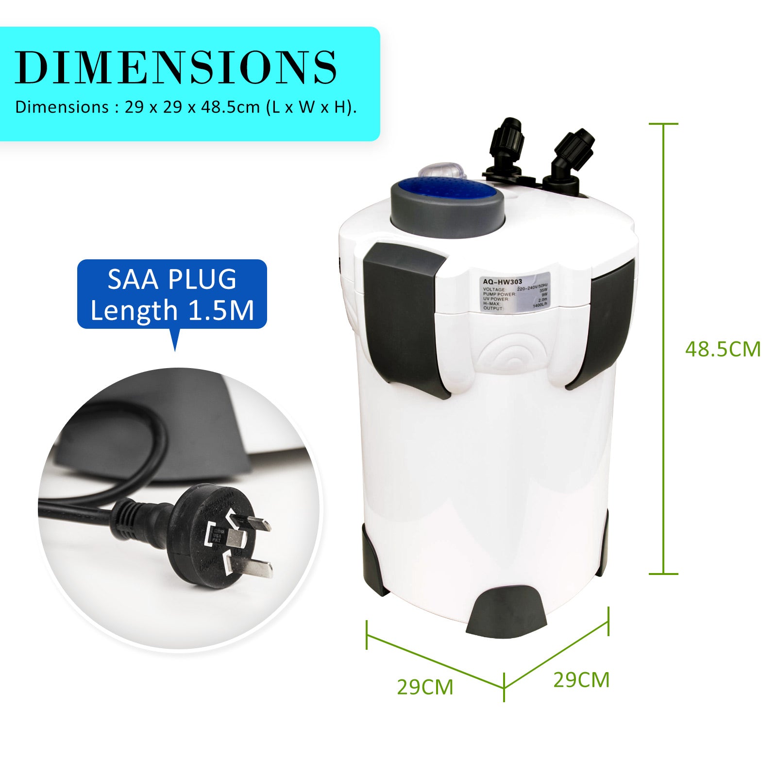 Aquarium UV Light External Canister Filter 2000L/H + Media Kit - Paws & Palettes